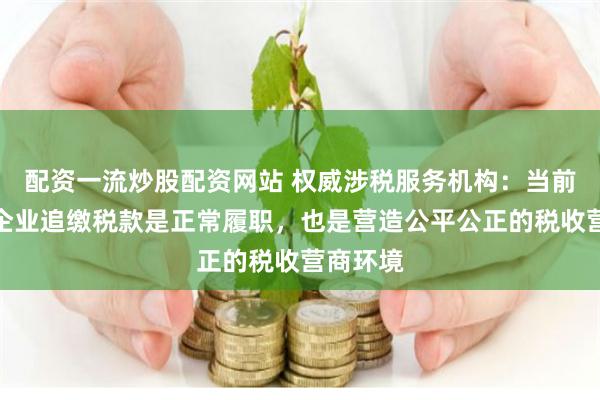 配资一流炒股配资网站 权威涉税服务机构：当前对个别企业追缴税款是正常履职，也是营造公平公正的税收营商环境